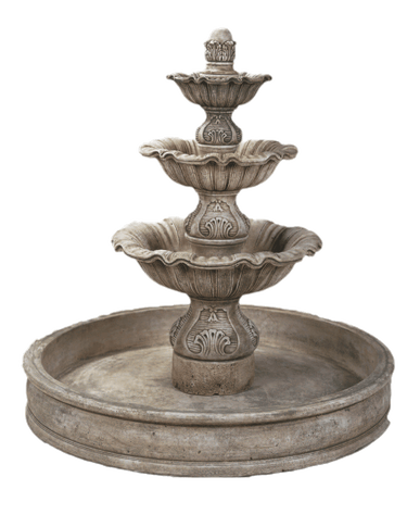 Regina Three Tier Pond Outdoor Cast Stone Garden Fountain Fountain Tuscan